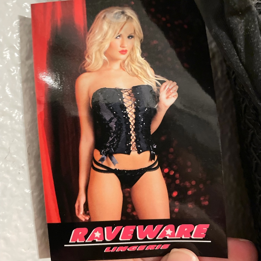 Raveware black sequin Corset with matching g-string